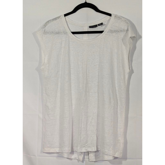 Tahari Tops - Tahari L Off White Lightweight Knit Blouse Cap Sleeve Button Back Top